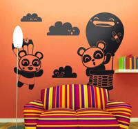 Sticker baby panda´s luchtballon - thumbnail