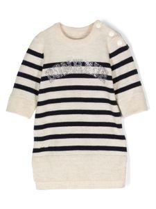 Zadig & Voltaire Kids robe en maille à rayures - Tons neutres