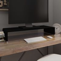 Tv-meubel/monitorverhoger zwart 80x30x13 cm glas