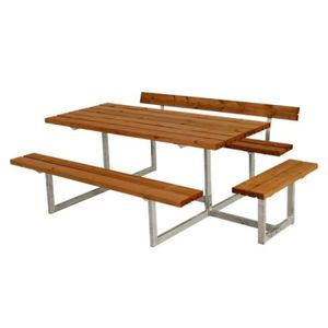 Picknicktafel Hout en Staal Basic Teak 3 Bankjes 1 Rugleuning