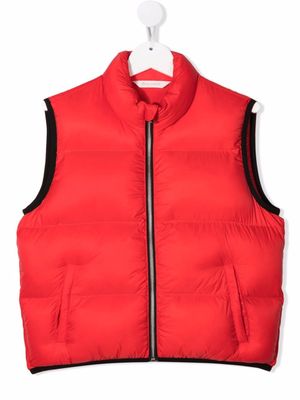 Palm Angels Kids gilet matelassé à logo imprimé - Rouge