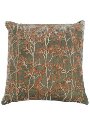 Anke Drechsel coussin en velours à fleurs brodées - Vert