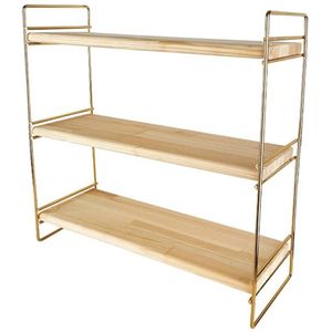 Concorde keukenrek/opbergrek/aanrecht organizerA - goud - 40 x 16 x 40 cm - hout - Keukenkastorganizer