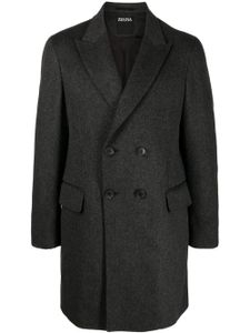 Zegna manteau feutré à boutonnière croisée - Gris