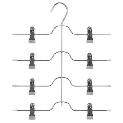 Kledinghangers met clips - voor broeken - 4x stuks - 32 x 38 cm - metaal - broekenhangers