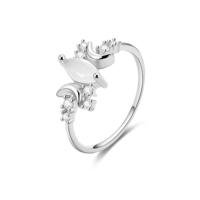Witte opaal ring vrouwen kristallen verlovingsringen Ringmaat: 8 (zilver)