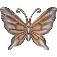 Metalen vlinder donkerbruin/brons 29 x 24 cm tuin decoratie   - - thumbnail