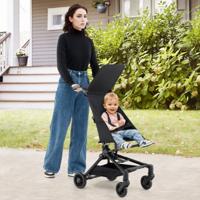 Opvouwbare Kinderwagen Compacte en Vliegtuigvriendelijke Kinderwagen met Verstelbare Kap Grote Opbergmand en Terreinwielen
