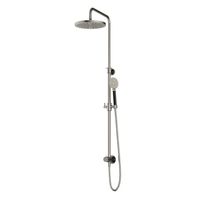 Hotbath Cobber Opbouw Regendoucheset Met Omstel, Hoofddouche 30cm En Ronde Handdouche Geborsteld Nikkel - thumbnail