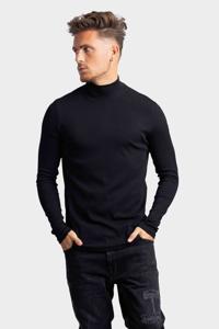 Purewhite Rib Mockneck Longsleeve Heren Zwart - Maat S - Kleur: Zwart | Soccerfanshop