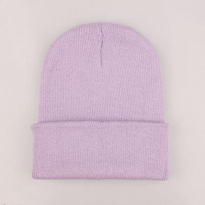 Eenvoudige effen kleur warme Pullover gebreide Cap voor mannen/vrouwen (licht paars)