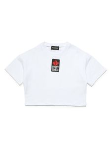 DSQUARED2 KIDS t-shirt crop à logo imprimé - Blanc