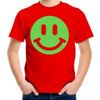 Verkleed T-shirt voor jongens - Smile Emoticon - rood - carnaval - feestkleding voor kinderen