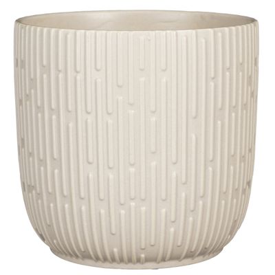 Plantenpot/bloempot keramiek mat wit stripes patroon - D19/H18 cm