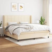 Boxspring met matras stof crèmekleurig 200x200 cm