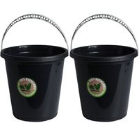 2x Stuks huishoud emmers - 5 liter - gerecycled kunststof - zwart