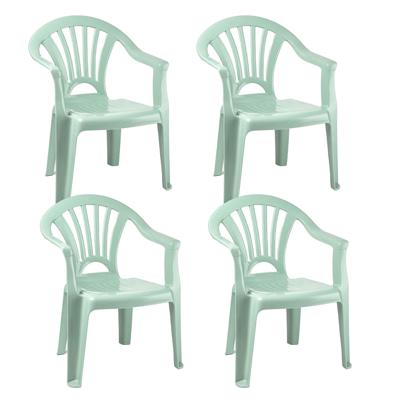 Kinderstoel van kunststof - 4x - mintgroen - 35 x 28 x 50 cm - tuin/camping/slaapkamer