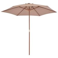 The Living Store Parasol - Houten - Polyester - Ø270 cm x 244 cm - Taupe - thumbnail