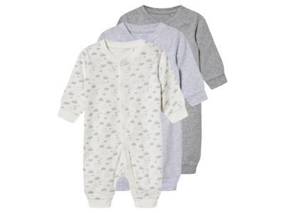 lupilu 3 baby pyjama&apos;s (Grijs/wit, 50/56)