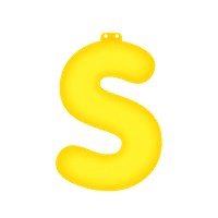 Geel opblaasbare letter S - thumbnail