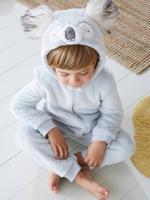 Fluwelen meisjespyjamapak koala gechineerd lichtgrijs