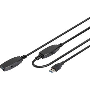 Digitus USB-kabel USB 3.2 Gen1 (USB 3.0 / USB 3.1 Gen1) USB-A stekker, USB-A bus 10.00 m Zwart Afgeschermd, Afgeschermd (dubbel) DA-73105