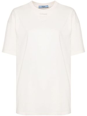 Prada t-shirt à logo triangulaire brodé - Tons neutres