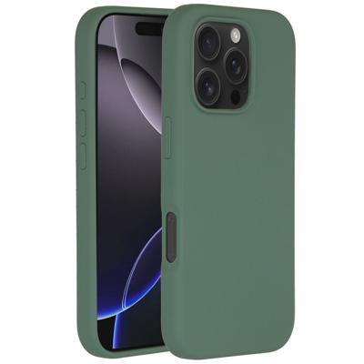 AccezzLiquid Silicone Backcover met MagSafe iPhone 16 Pro Telefoonhoesje Groen