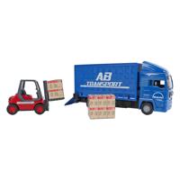 Kids Globe man vrachtwagen met vorkheftruck. 17cm