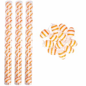 Oranje/wit gestreepte hangdecoratie paaseieren 48x stuks