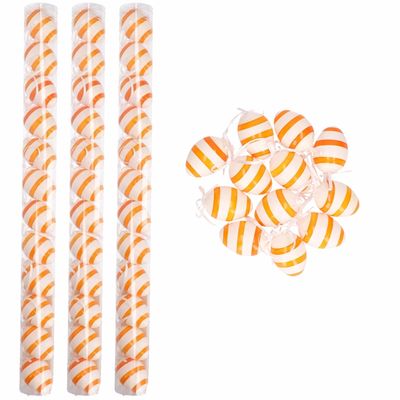 Oranje/wit gestreepte hangdecoratie paaseieren 48x stuks