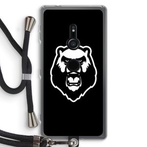 Angry Bear (black): Sony Xperia XZ2 Transparant Hoesje met koord