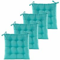 Stoelkussen gewatteerd - 6x - turquoise blauw - 38 x 38 cm - binnen/buiten