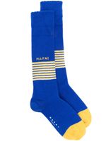 Marni chaussettes rayées à logo en jacquard - Bleu