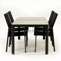 Tuinset Delia hoge rug zwart met Castilla 160cm tafel