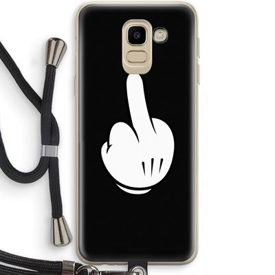 Middle finger black: Samsung Galaxy J6 (2018) Transparant Hoesje met koord