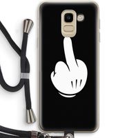 Middle finger black: Samsung Galaxy J6 (2018) Transparant Hoesje met koord