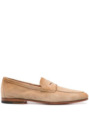 Santoni mocassins en daim à entaille penny - Marron