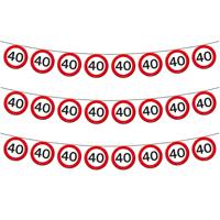 Vlaggenlijn - 3x - papier - 10 meter - 40 jaar - verkeersborden - feestversiering