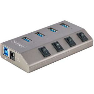StarTech.com 4-Port Self-Powered USB-C Hub met Individuele On/Off Schakelaars, USB 3.0 5Gbps Expansi