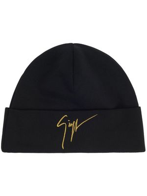 Giuseppe Zanotti bonnet Mhilo à logo brodé - Noir
