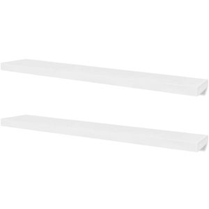 The Living Store Wandplanken X - Set van 4 - 120 x 20 x 3.8 cm - Onzichtbaar montagesysteem - Wit MDF