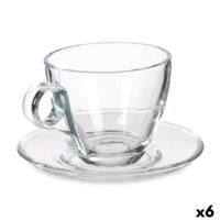 Kopje met schoteltje Vivalto Transparant Glas 170 ml (6 Stuks)