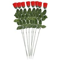 8x Nep planten rode Rosa roos kunstbloemen 60 cm decoratie   -