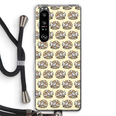 Slapende poes: Sony Xperia 1 III Transparant Hoesje met koord