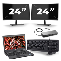 Fujitsu LifeBook U729 - Intel Core i5-8e Generatie - 12 inch - 16GB RAM - 256GB SSD - Windows 11 + 2x 24 inch Monitor