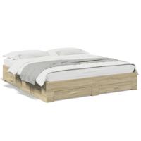 Bedframe met lades bewerkt hout sonoma eikenkleurig 200x200 cm
