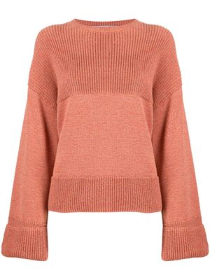 Off-White pull colour block à design nervuré - Orange
