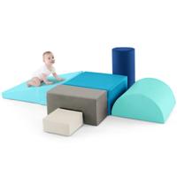 Set van 6 PCS van Schuim Klimblokken voor Kinderen van 1 tot 3 Jaar voor Binnen Klimmen en Exploratie Activiteiten PU-Hoes Blauw