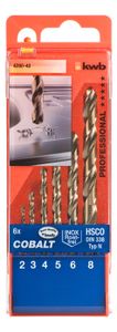 kwb 428040 HSS-Co Metaal-spiraalboorset 6-delig 2 mm, 3 mm, 4 mm, 5 mm, 6 mm, 8 mm M35 DIN 338 Cilinderschacht 1 stuk(s)